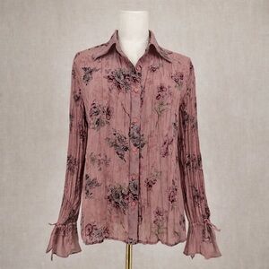 Vintage 90s Apostrophe Fairy Grunge Poetcore Floral Broomstick Top Size Small